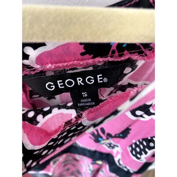 Fuchsia/Black Floral Print Dress Womens Sz S - Picture 7 of 10